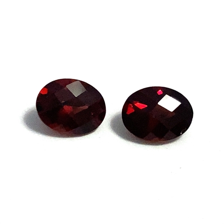 4.56ct Pair Checkerboard Oval Garnet Gemstone 9x7mm