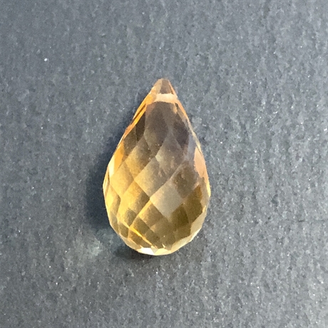 5.39ct Briolette Multi Faceted Citrine Loose Gemstone 14x7mm