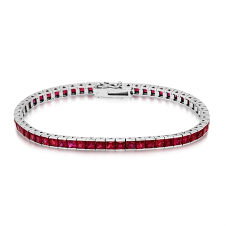 Ruby Channel Set Princess Cut Line Bracelet 10ct