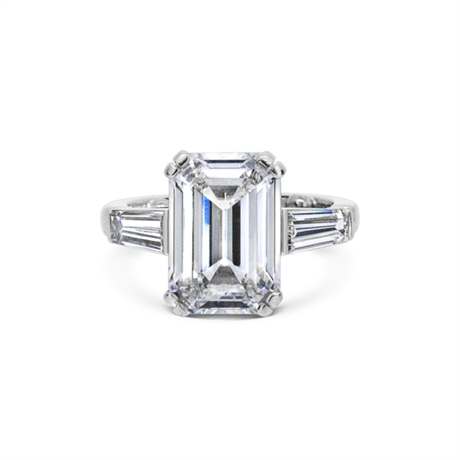 Emerald Cut & Tapered Baguette Diamond Engagement Ring 5.04ct